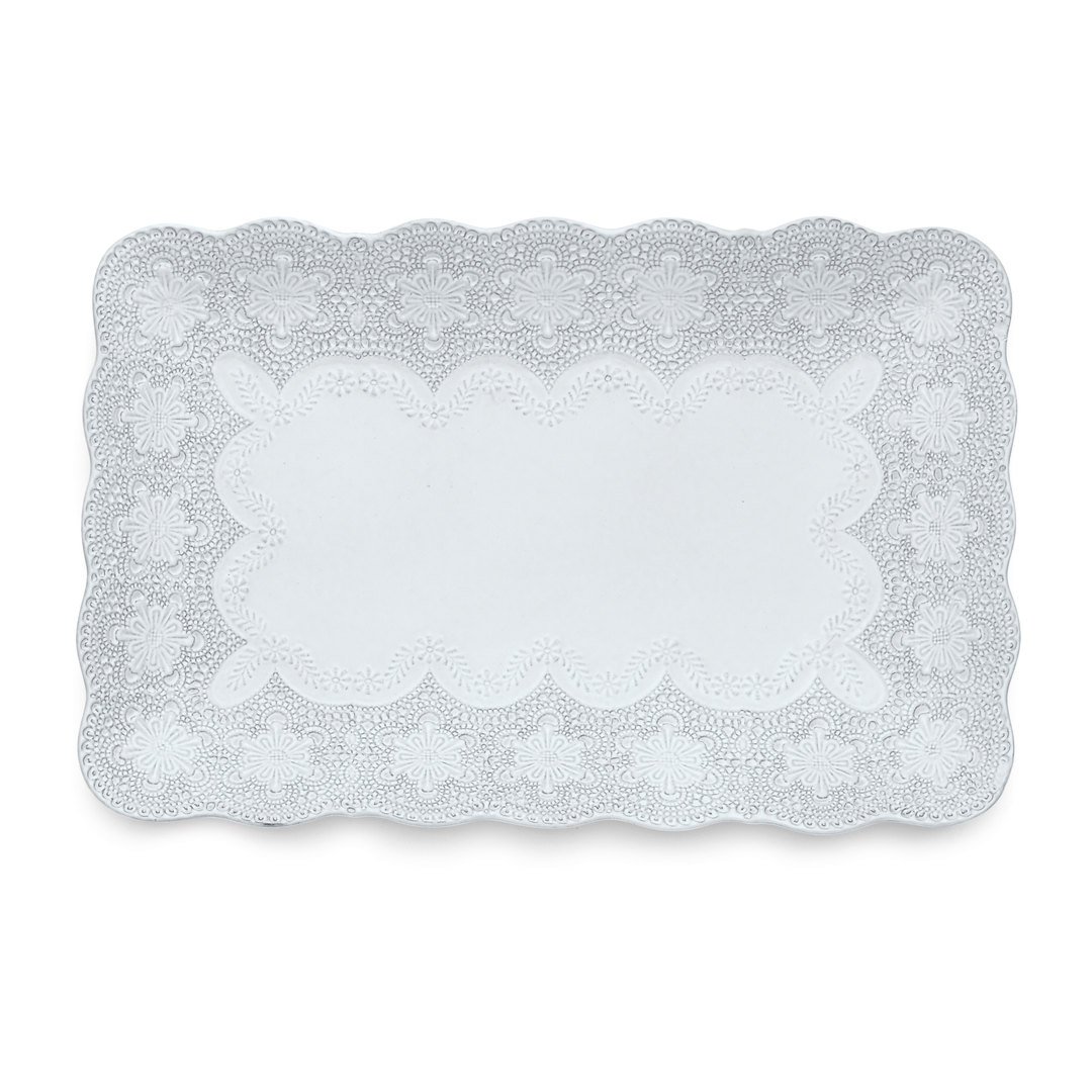 Arte Italica Merletto White Rectangular Tray