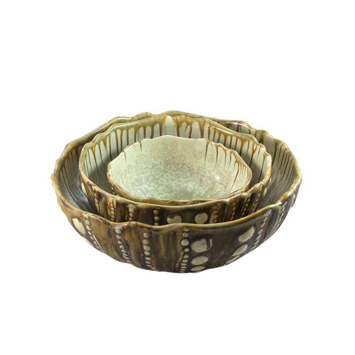 Ae Ceramics Sea Urchin Series Large Bowl in Mint & Tortoise