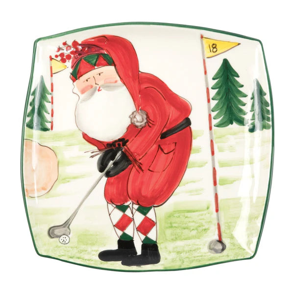 Vietri Old St. Nick Golfing Square Platter