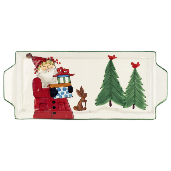 Vietri Old St. Nick handled Rectangular Platter