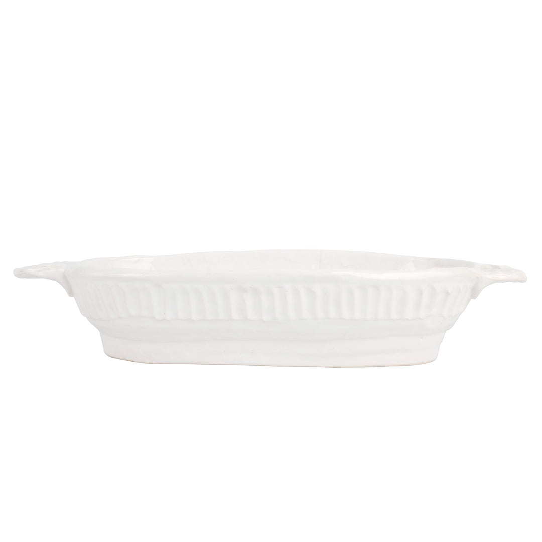White ceramic baking dish on a white background