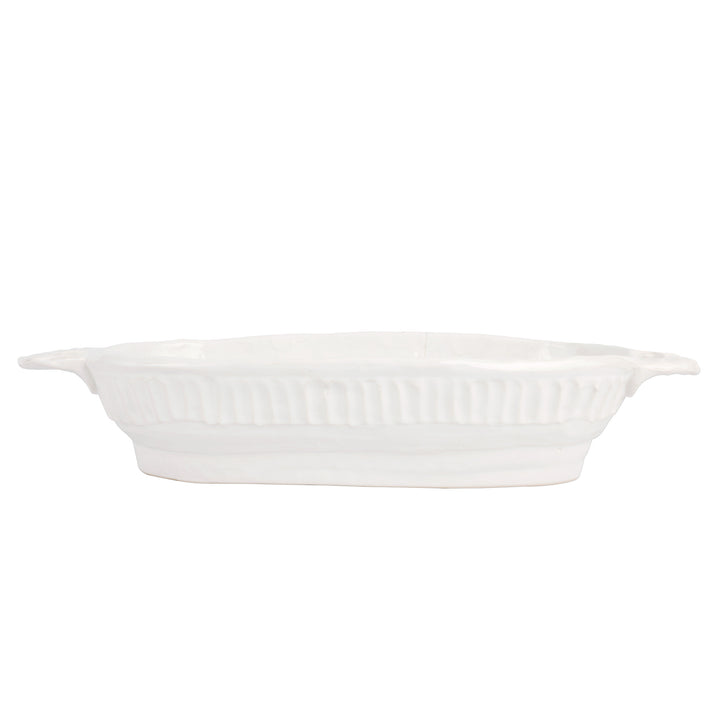 White ceramic baking dish on a white background