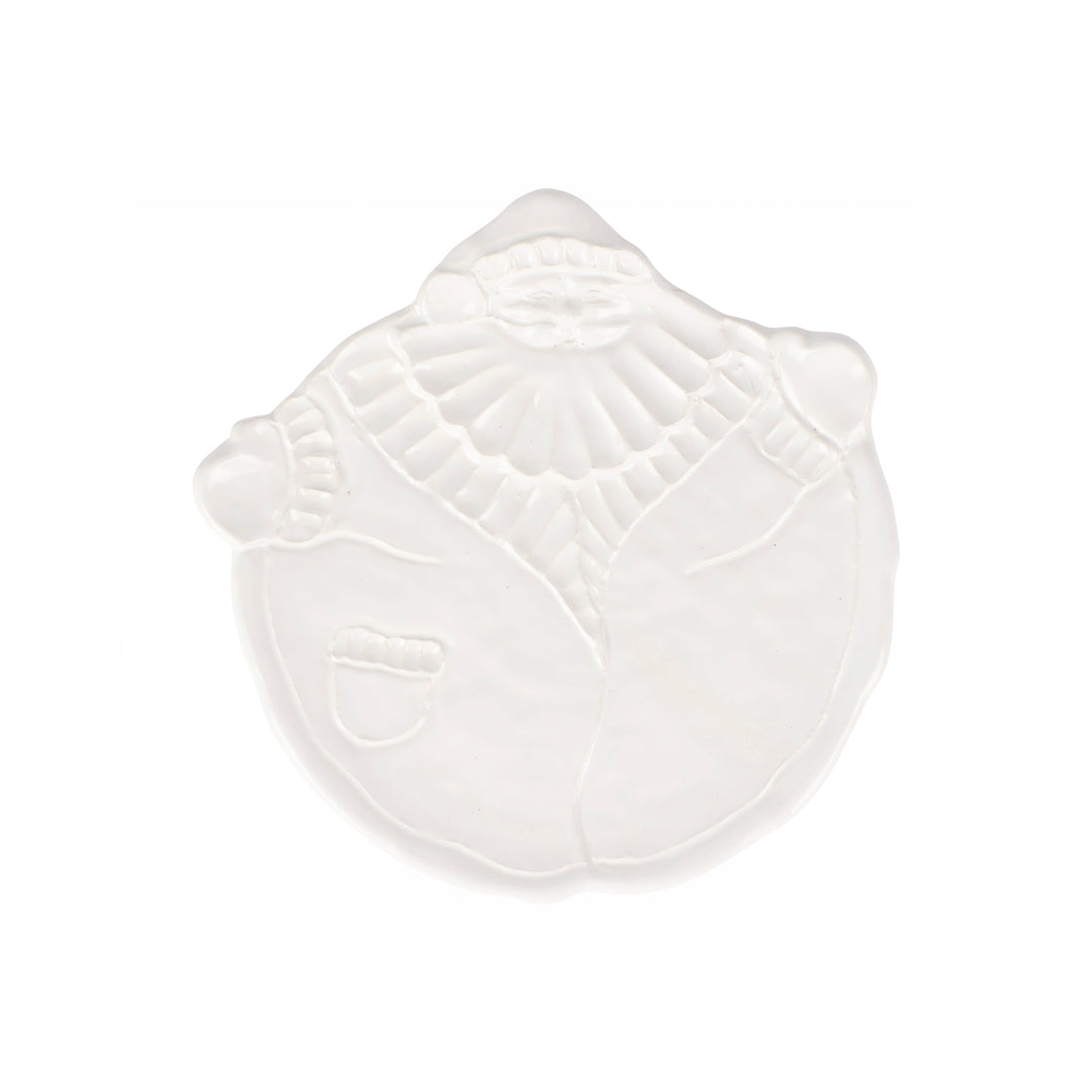 White ceramic santa figural dish on a white background