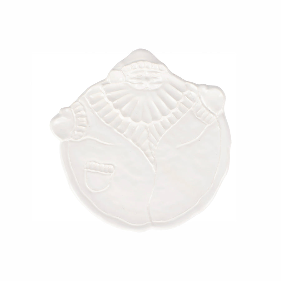 White ceramic santa figural dish on a white background