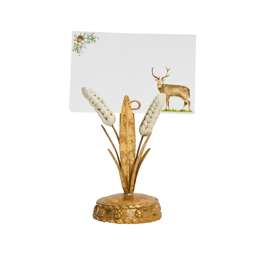 Decorative card holder with a deer and plants design