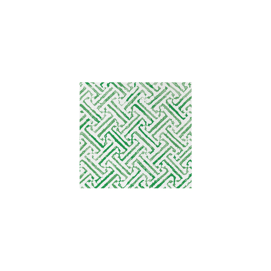Green geometric pattern on a white background