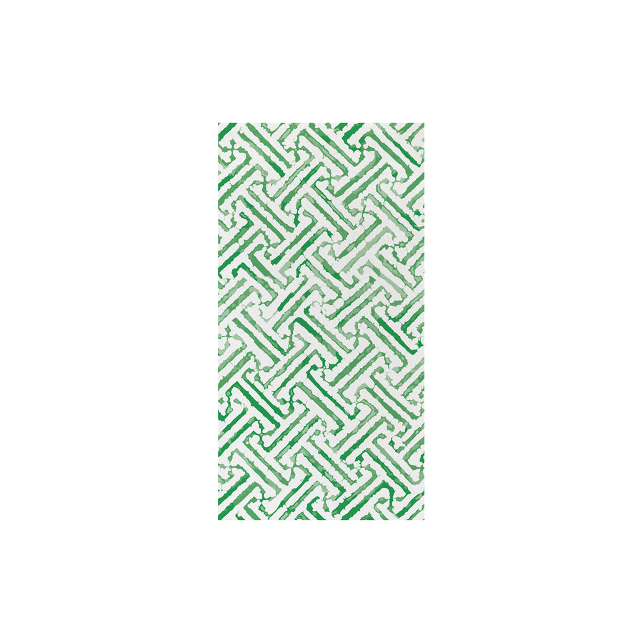 Green geometric pattern on a white background