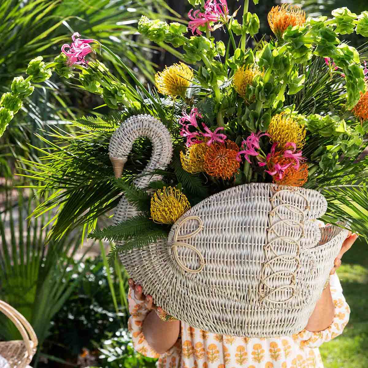 Juliska Provence Rattan Whitewash Swan Basket – Charleston Street