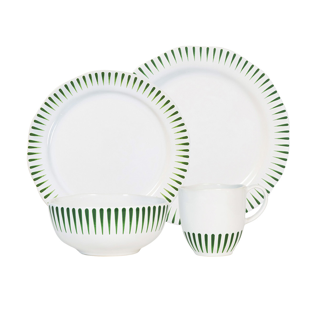 Juliska Sitio Stripe Basil 4 Piece Place Setting w/ Mug