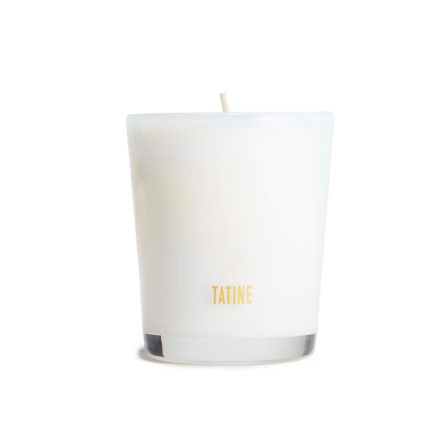 tatine candle spirito santo white glass 