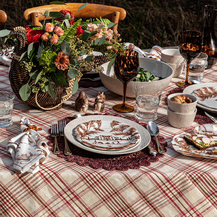 Juliska Harvest Tartan Mulberry Brown Tablecloth