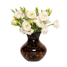 Load image into Gallery viewer, Juliska Puro Glass Tortoiseshell Vase 6&quot; with bouquet
