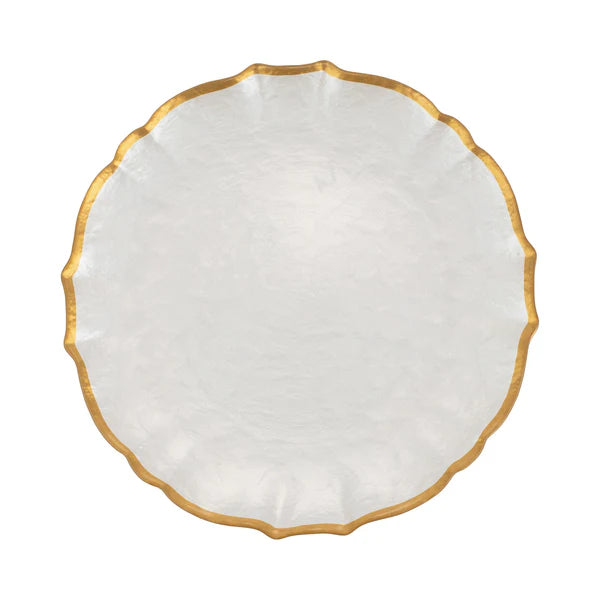 Vietri Baroque Glass White Dinner Plate