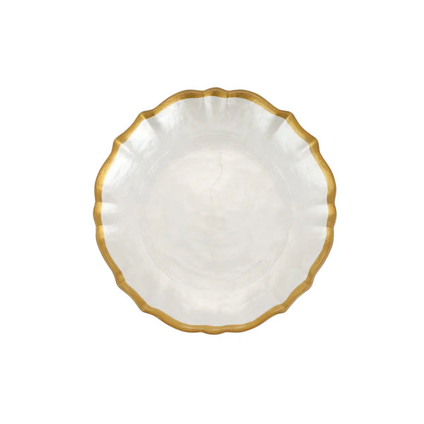 glass ruffled plate with gold trim