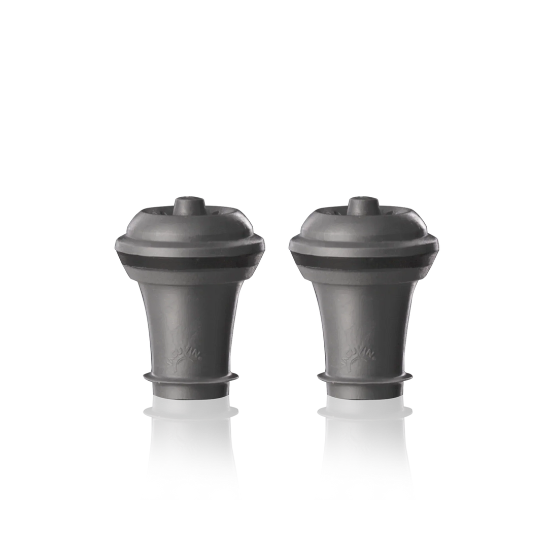 Two grey silicone wine stoppers for vacuum sealers