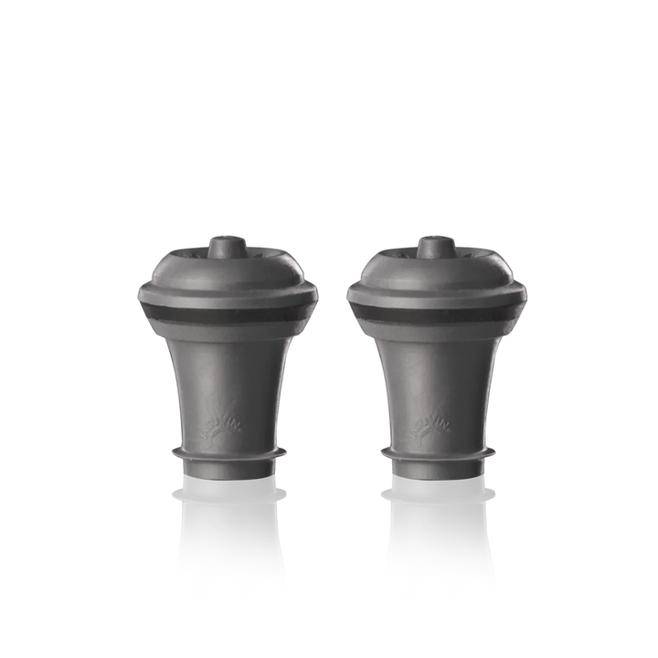 Two grey silicone wine stoppers for vacuum sealers