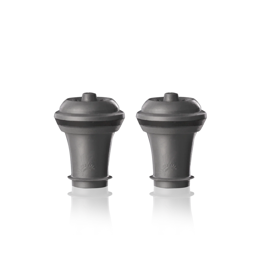 Two grey silicone wine stoppers for vacuum sealers