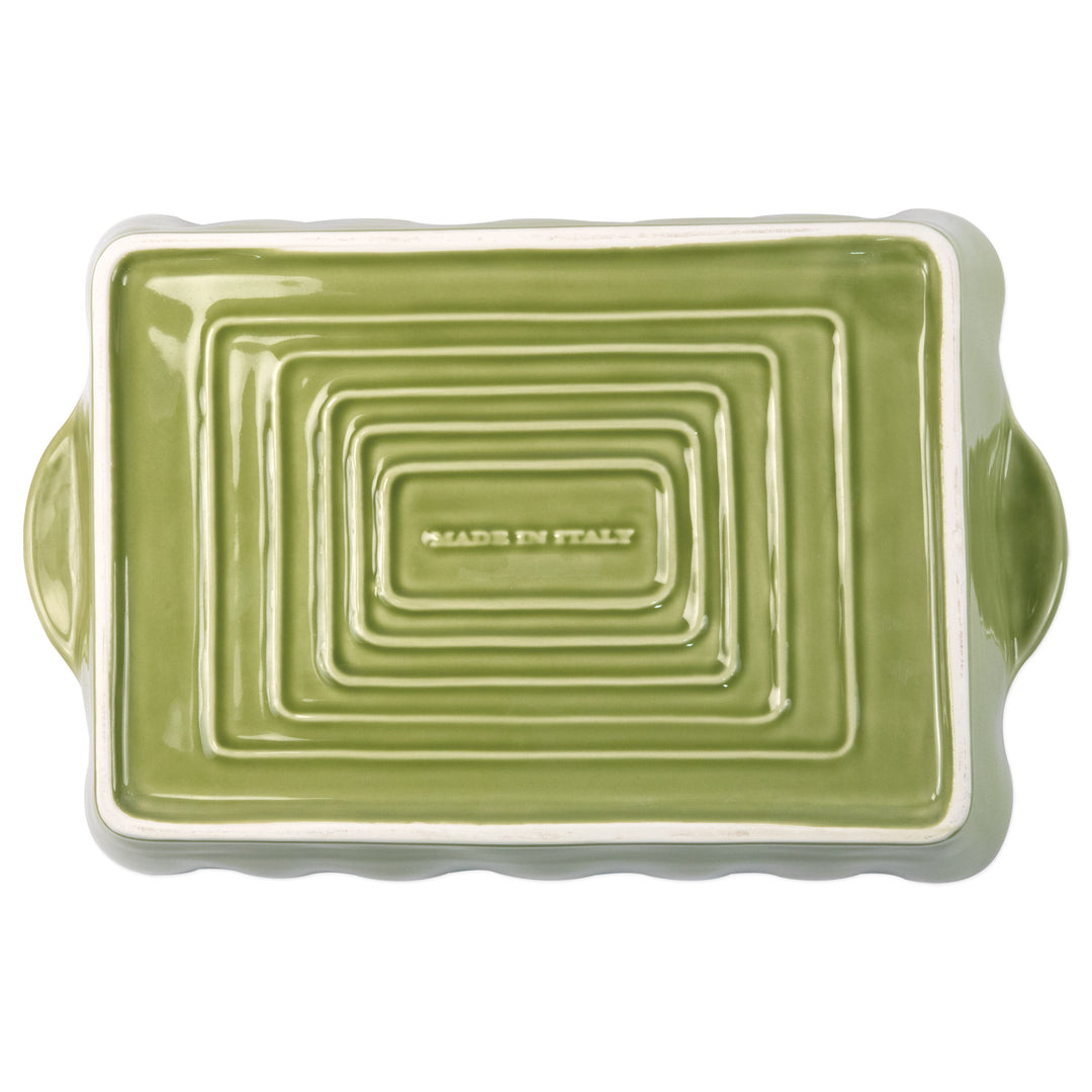 vietri italian bakers green rectangular large top view