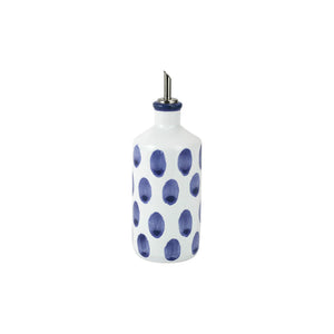 Vietri Santorini Dot Olive Oil Bottle white with blue dots