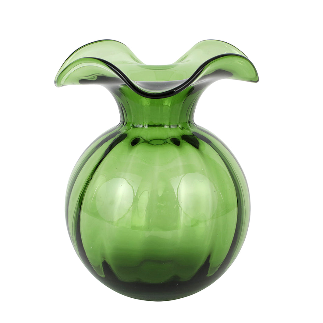 Vietri Hibiscus Glass Dark Green Bud Vase