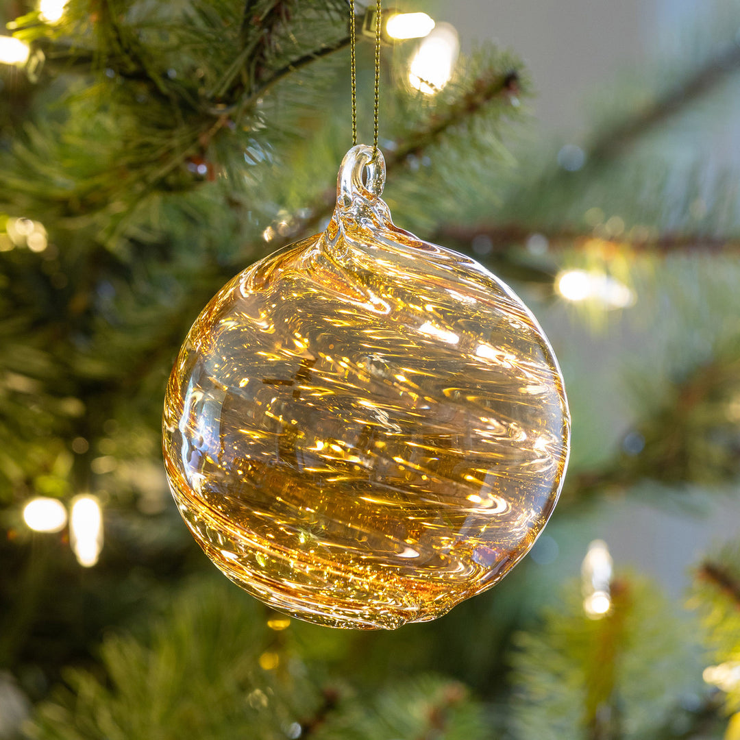 Spun Gold Glass Ball Ornament