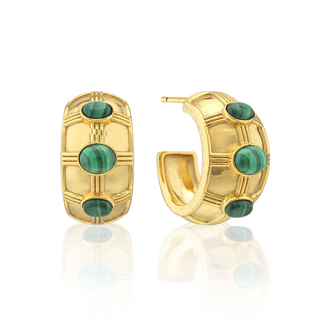 Cleopatra Bold Hoop Earrings, Malachite