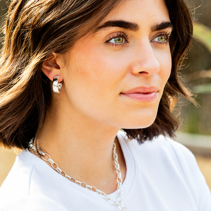 Cleopatra Classic Small Hoop Earrings, Silver