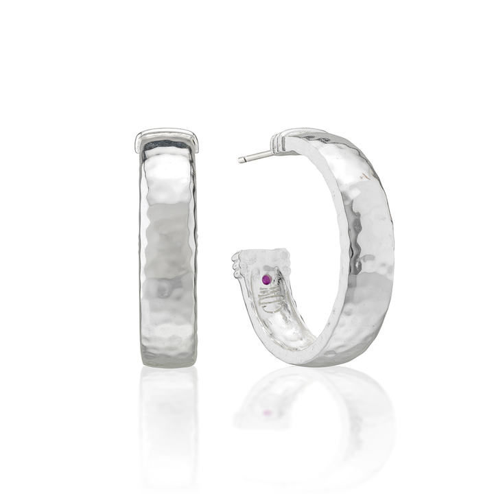 Cleopatra Classic Medium Hoop Earrings, Silver