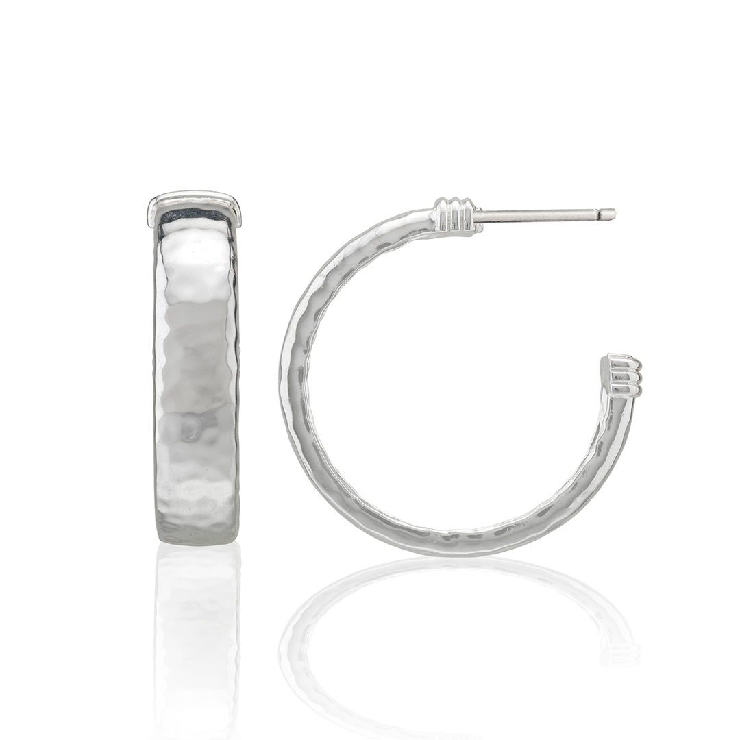 Cleopatra Classic Medium Hoop Earrings, Silver