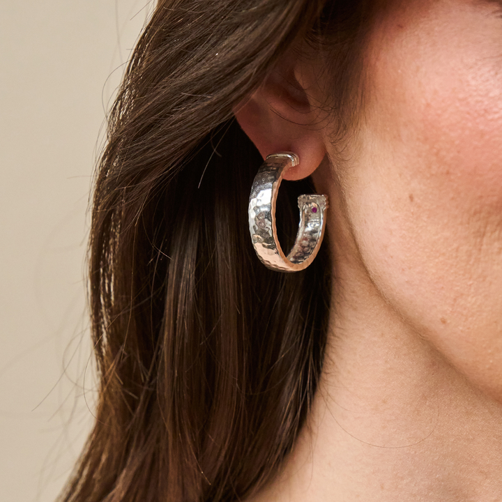 Cleopatra Classic Medium Hoop Earrings, Silver
