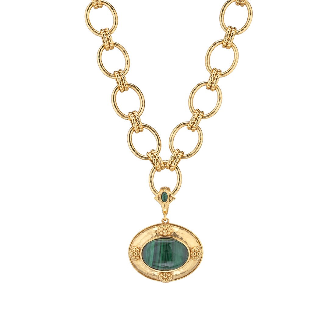 Cleopatra Removable Pendant Necklace, 16+2" Malachite
