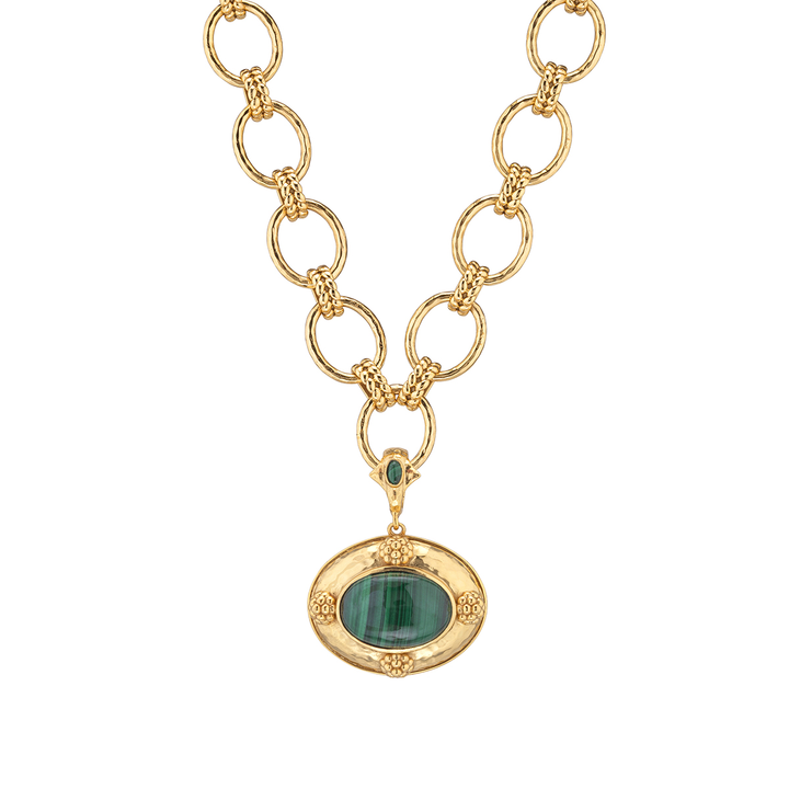Cleopatra Removable Pendant Necklace, 16+2" Malachite