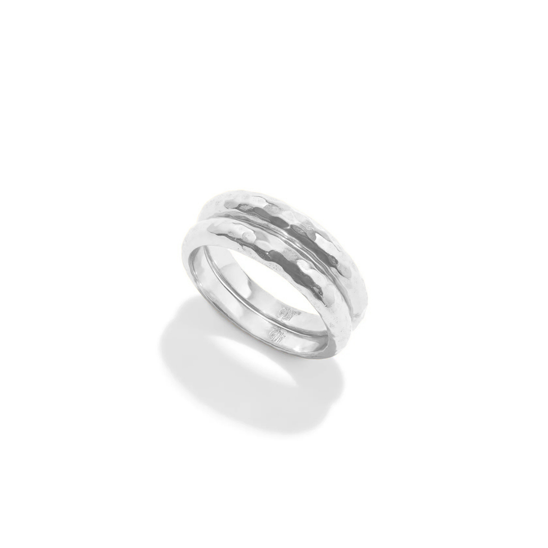 Cleopatra Slice Stacking Ring Set, Silver