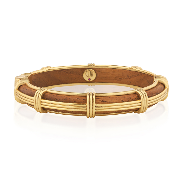 Gaia Petite Hinged Bangle, S/M Teak