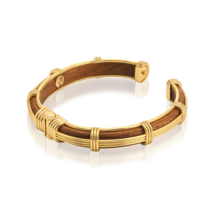 Gaia Petite Hinged Bangle, S/M Teak