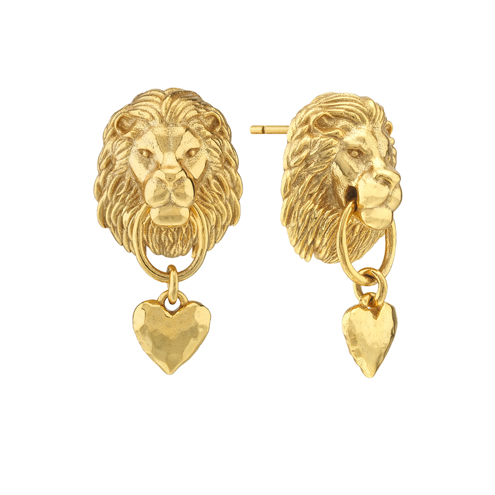 Lionheart Post Earrings, Gold