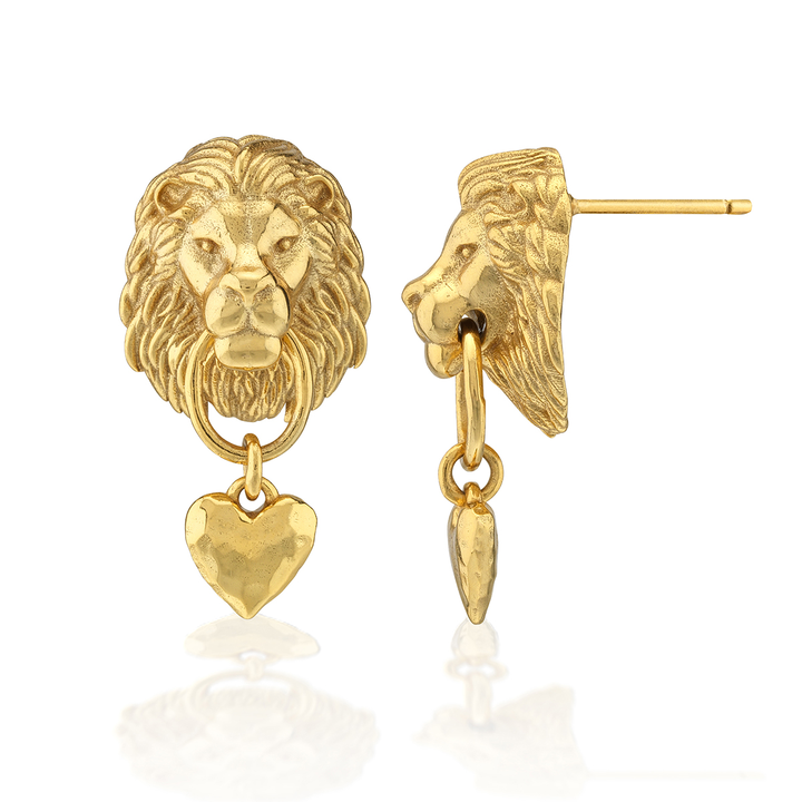 Lionheart Post Earrings, Gold