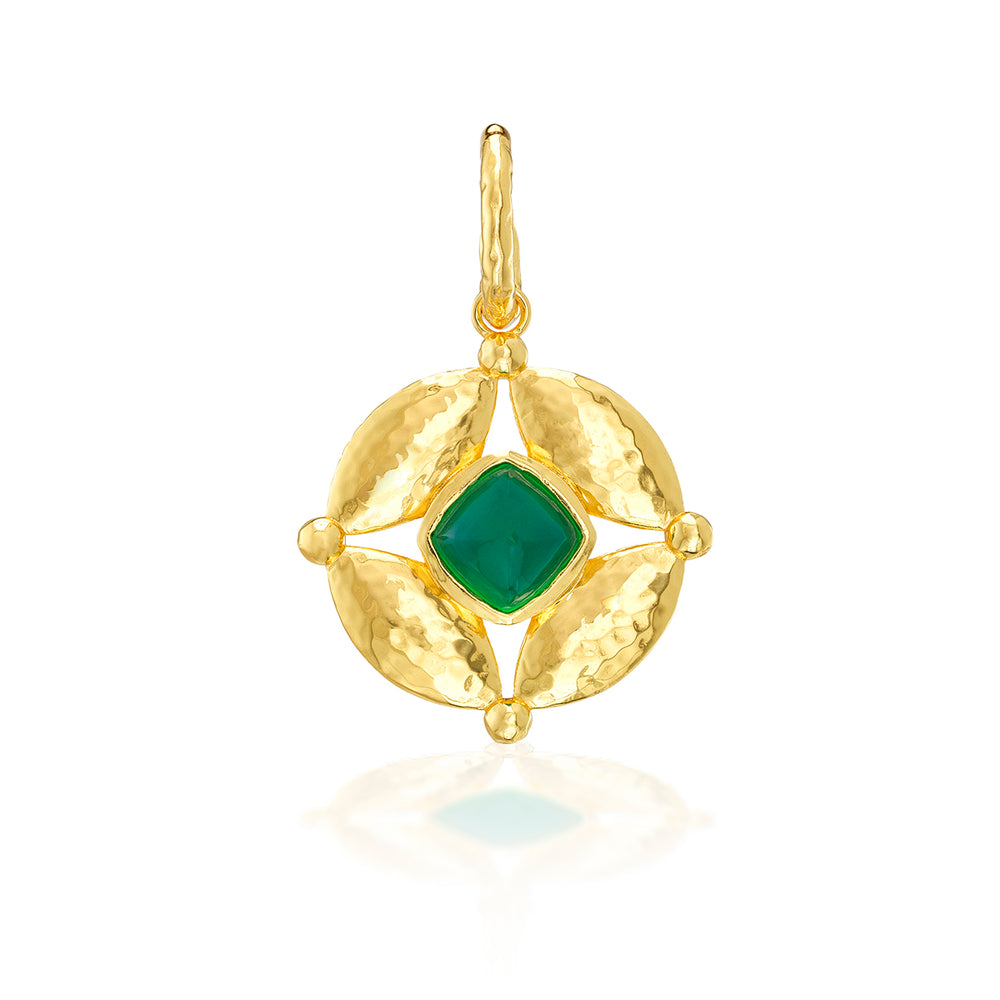 Gold pendant with a green gemstone 