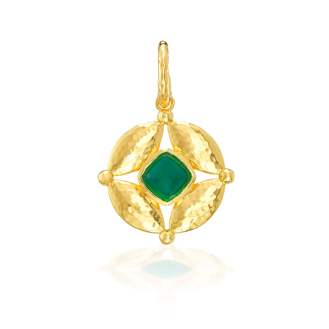 Gold pendant with a green gemstone 