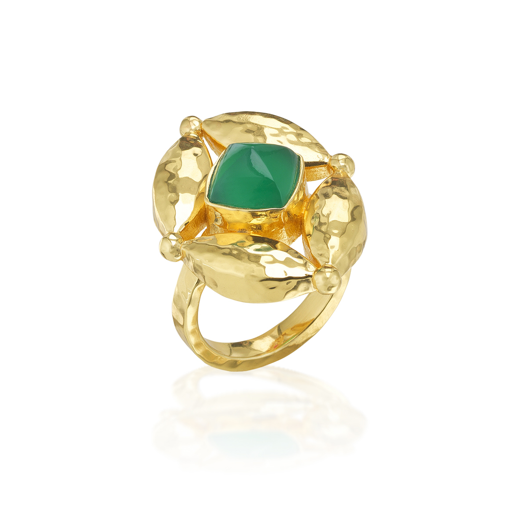 Mystic Eye Ring, Green Onyx