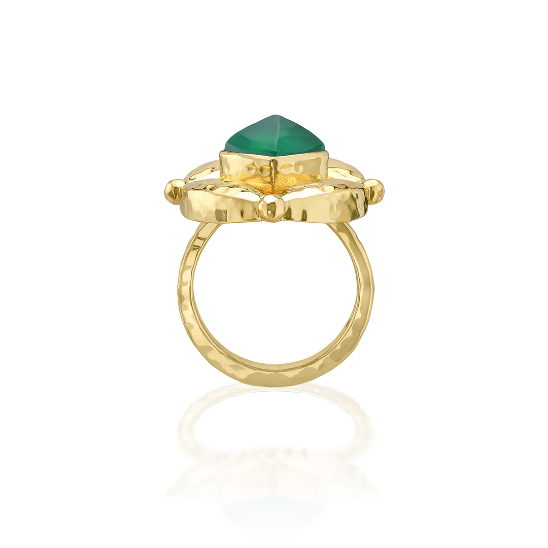 Mystic Eye Ring, Green Onyx