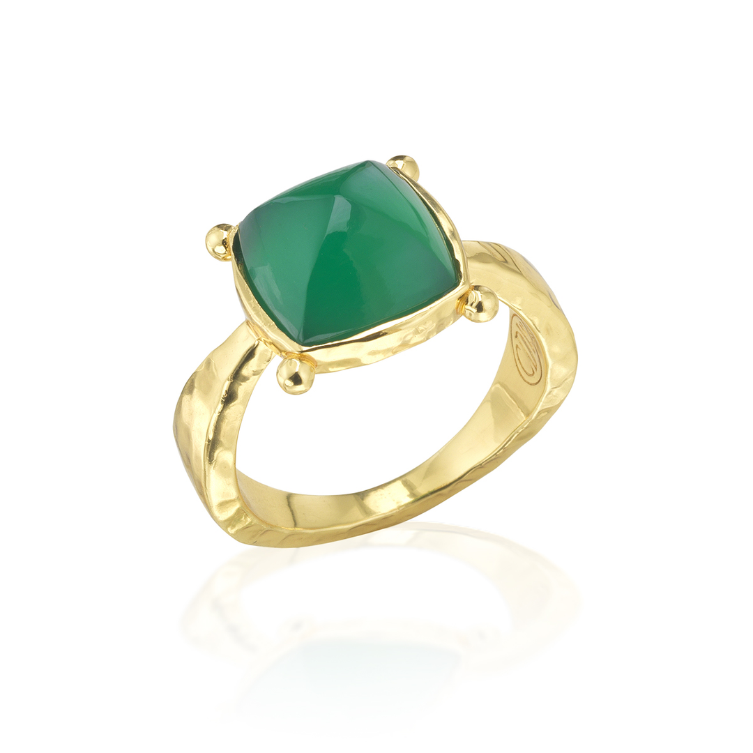 Mystic Eye Gem Ring, Green Onyx