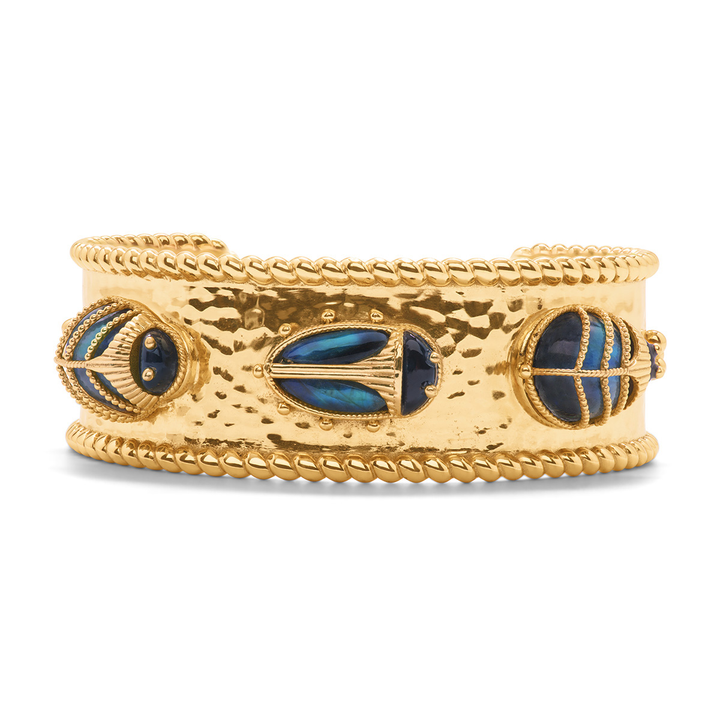 Scarab Family Cuff, Blue Labradorite & Black Agate