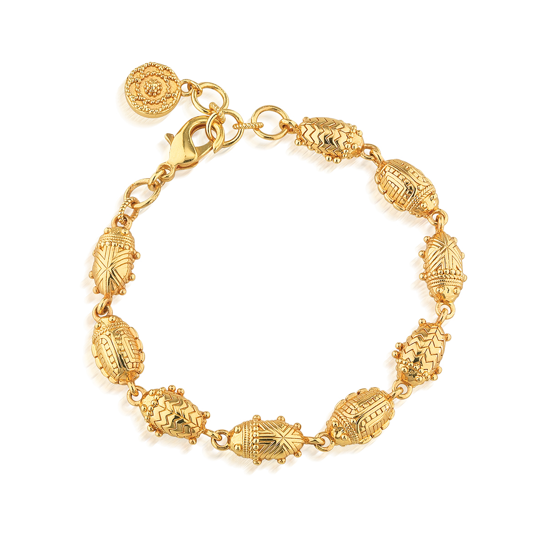 Scarab Petite Linear Link Bracelet 6"+1", Gold