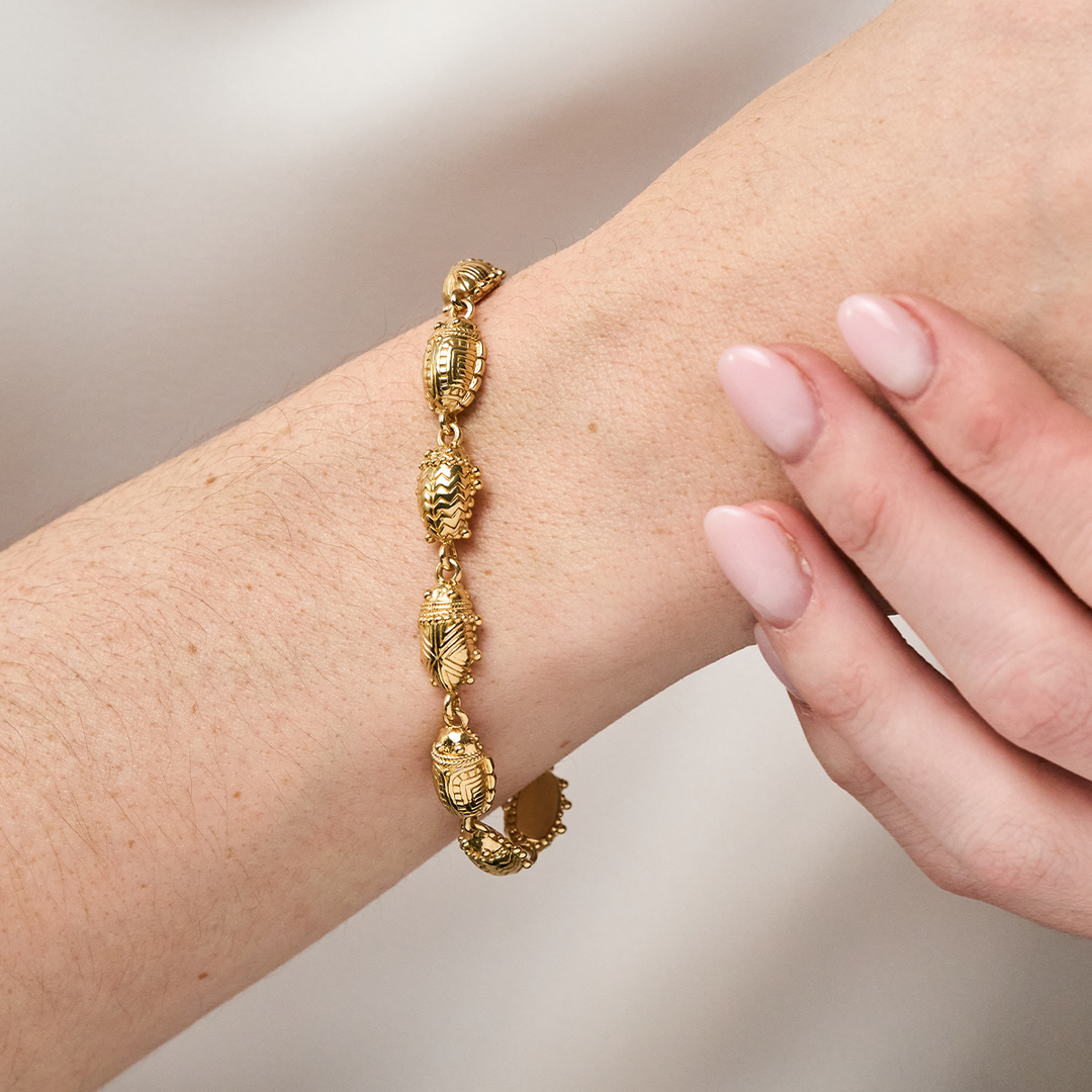 Scarab Petite Linear Link Bracelet 6"+1", Gold
