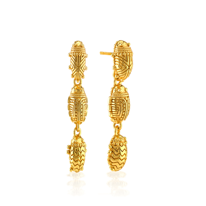 Scarab Petite Linear Earrings, Gold