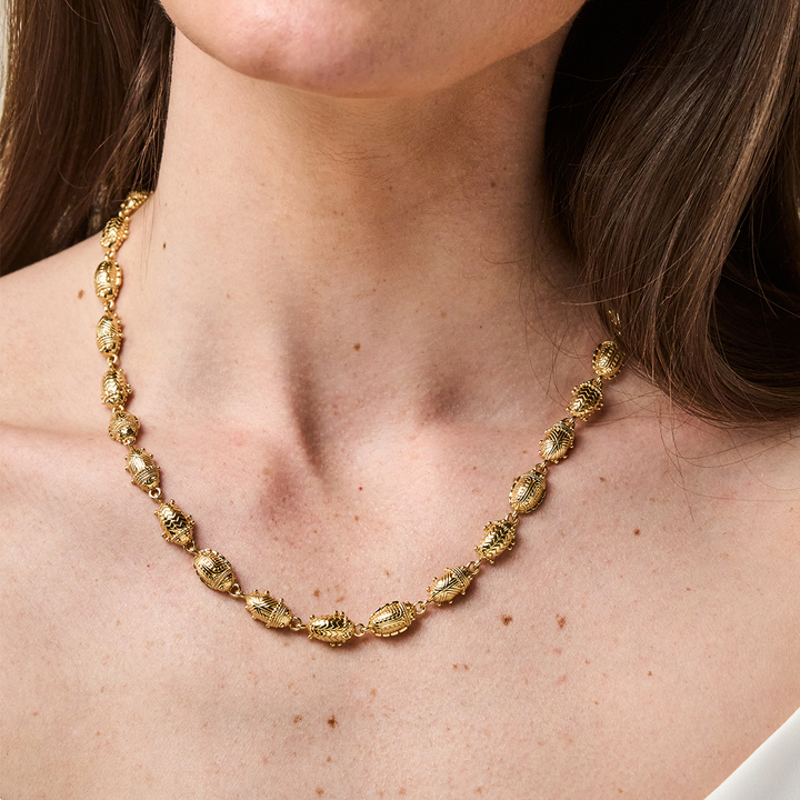 Scarab Petite Linear Link Necklace, 18"+1", Gold