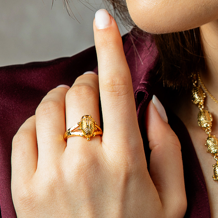Scarab Gilded Ring, Gold