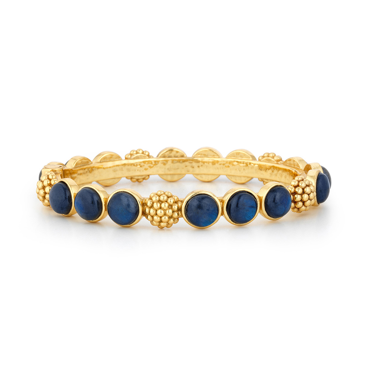 A labradorite bangle bracelet with a berry motif and labradorite stones