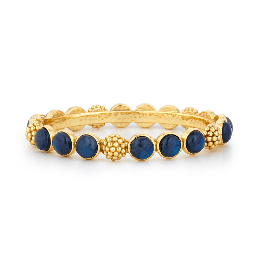 A labradorite bangle bracelet with a berry motif and labradorite stones